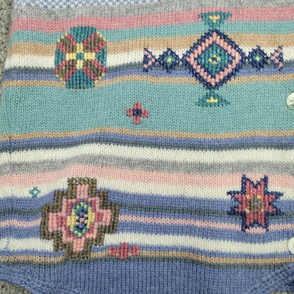 Orvis Vintage Wool Striped Aztec Easter V Neck Vest Womens Size Large - Picture 4 of 7